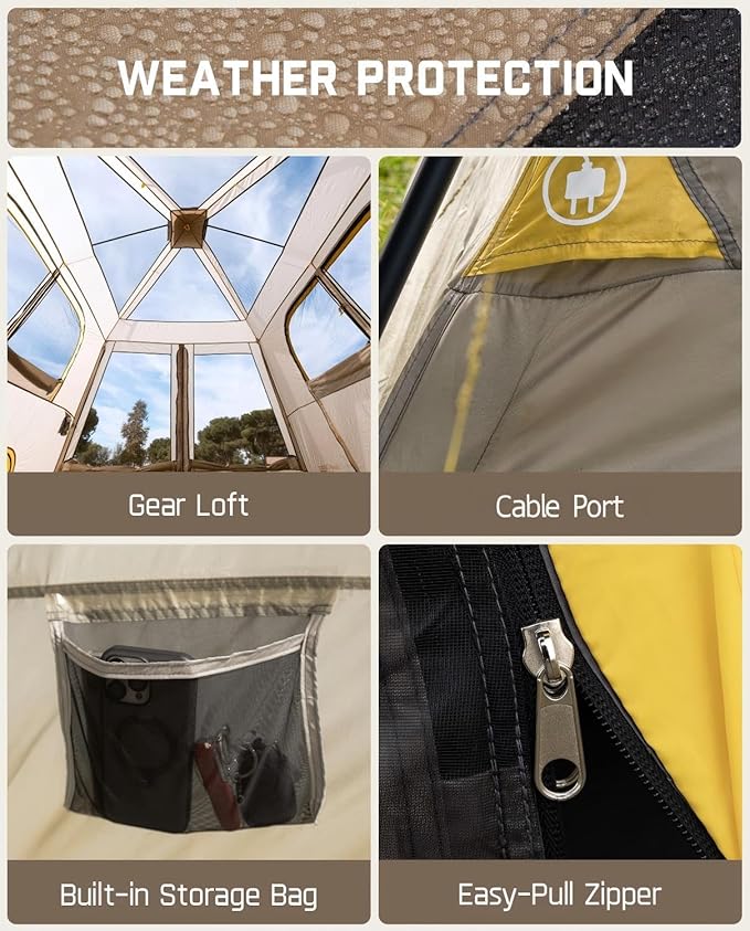 FanttikOutdoor Zeta C8 Air/C10 Air Camping Tent, Lightweight 10 Person Instant Cabin Tent Setup in 60s, 20% Lighter, Ultralight with Carry Bag for Family Camping & Hiking, Upgraded Ventilation