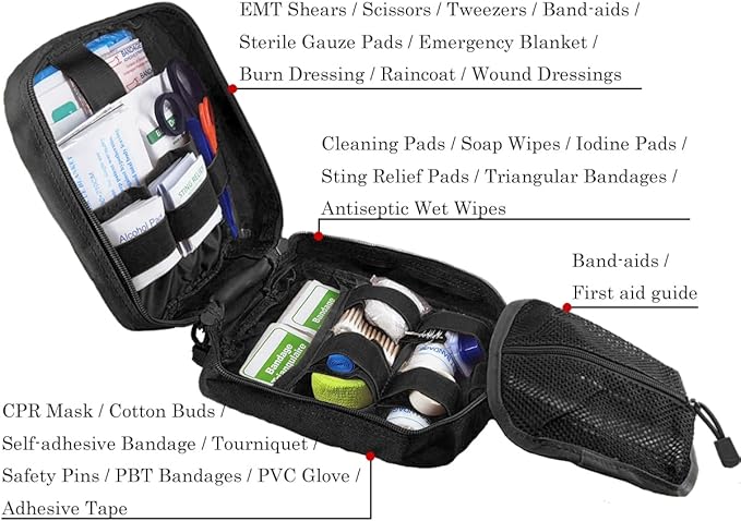 Rip-Away EMT Pouch Molle Pouch Ifak Pouch Medical First Aid Kit Utility Pouch 1000D Nylon Carlebben (with Medical Supplies)