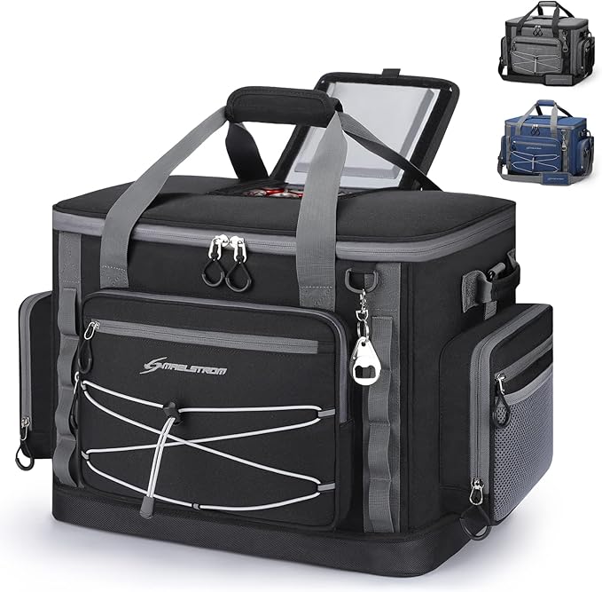 Maelstrom Soft Sided Cooler Bag, 30/40 Can Collapsible Insulated Ice Chest, Large Leakproof Camping & Travel Cooler for Kayaking & Beach