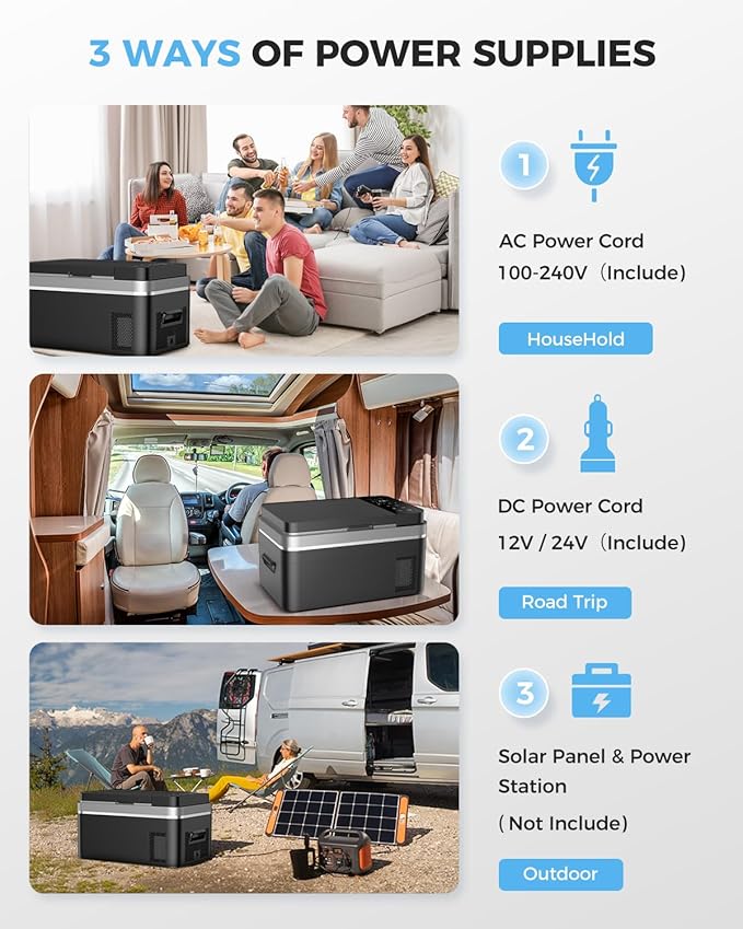12 Volt Refrigerator, 37QT(35L) 12V Fridge with APP Control, Compressor Electric Cooler, 12V Cooler 12/24V DC 110-240V AC, Portable Freezer -13℉~68℉ for Home, Camping, Travel, Truck (Dark Black)
