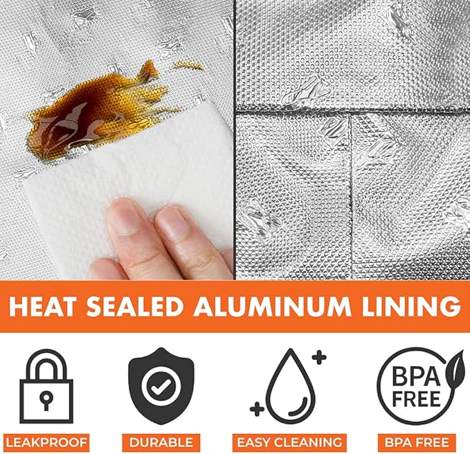 opux Lunch Bag for Women, Insulated Lunch Box Tote for Girls Kids Adult School Work, Reusable Womens Lunch Tote for Office Travel, Cute Small Lunch Tote, Fits 12 Cans - Black