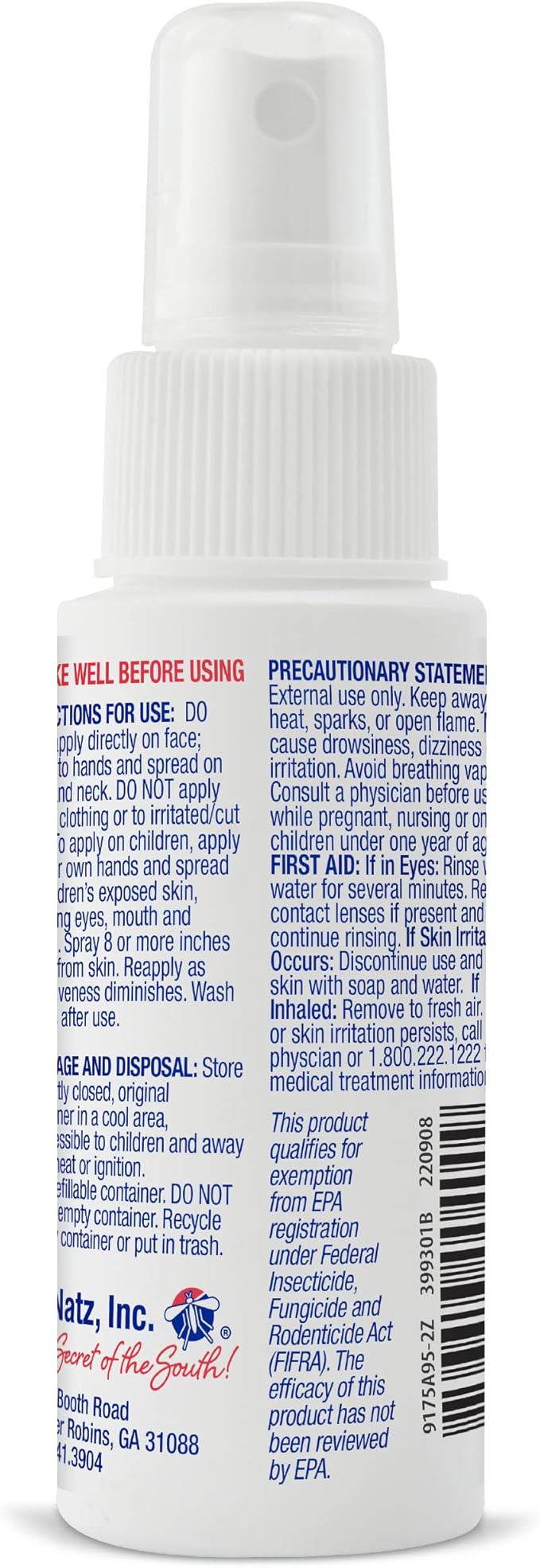 No Natz Botanical Bug Repellent, Effective for Gnat, Mosquito, and Biting Flies, Hand-Crafted and DEET-Free, Non-Greasy Formula, Made in The USA, 2 Ounce Spray Bottle, 3-Pack