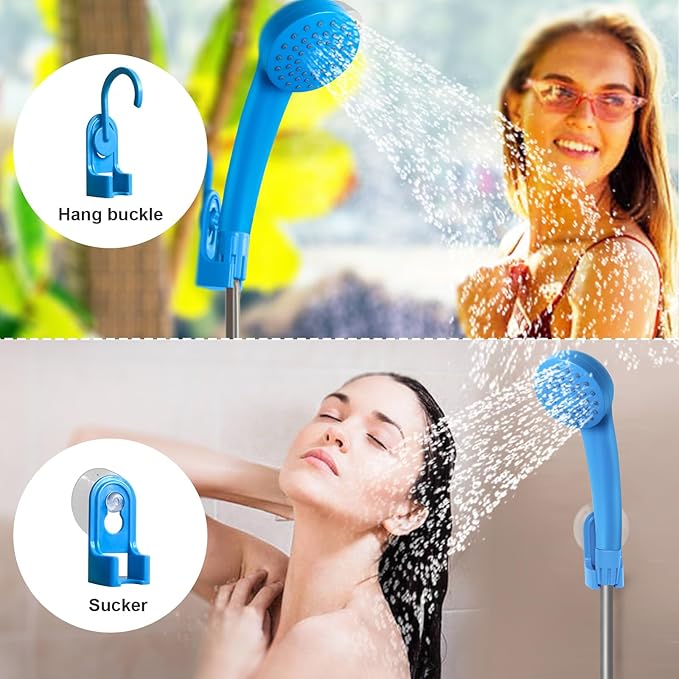 Portable Outdoor Shower with LED Lighting, Battery-Driven Pump for Beaches, Camping, Gardens & Hiking