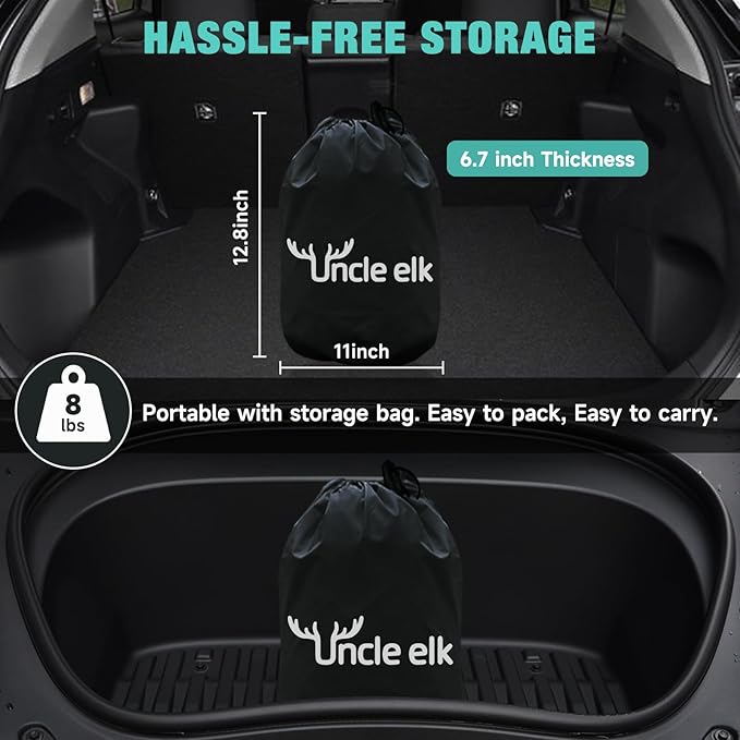 Model Y Mattress for Tesla, Inflatable SUV Mattress for Portable Camping Mattress Foldable Air Mattress with Air Pump and Storage Bag for Tesla Model Y and SUV Travel, Black