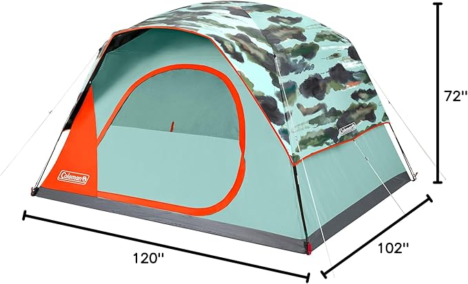 Coleman Skydome Tent with 5 Minute Setup, 2/4/6/8-Person Weatherproof Tent with Rainfly & Carry Bag, 20% More Headroom Than Traditional Canopies