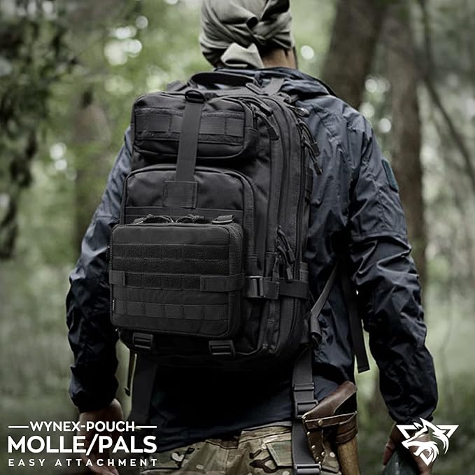 WYNEX Tactical Admin Molle Pouch, Medical EDC EMT Utility Bag Shell Design Attachment Pouches 1000D Nylon Hiking Belt Bags
