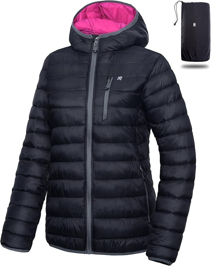 Little Donkey Andy Women's Packable Lightweight Puffer Jacket Hooded Windproof Winter Coat with Recycled Insulation