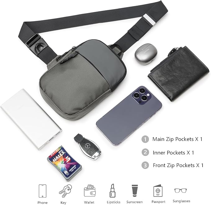 Mini Sling Bag for Men Women, Waterproof Utility Crossbody Backpack Chest Bag for Hiking Travel Sports Running