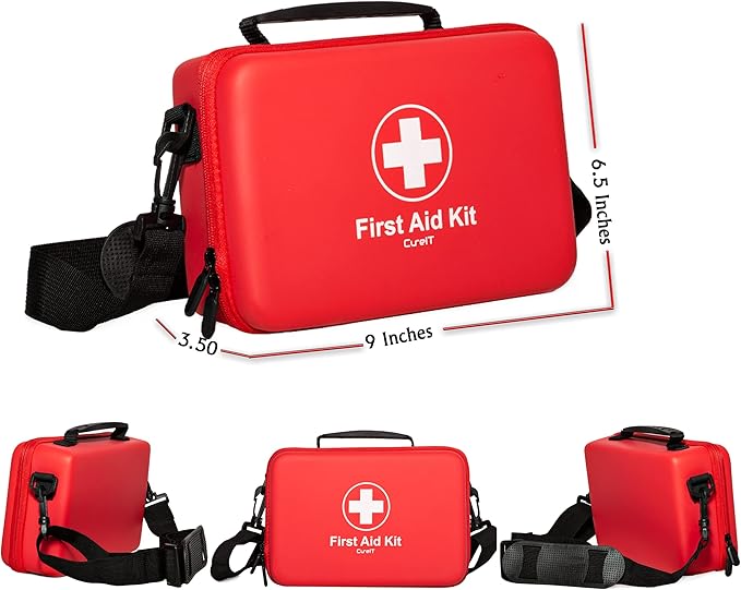 Premium First Aid Kit Travel, Waterproof with Shoulder Straps for Easy Carry - Ideal for Home, Car, and On-The-Go Emergencies