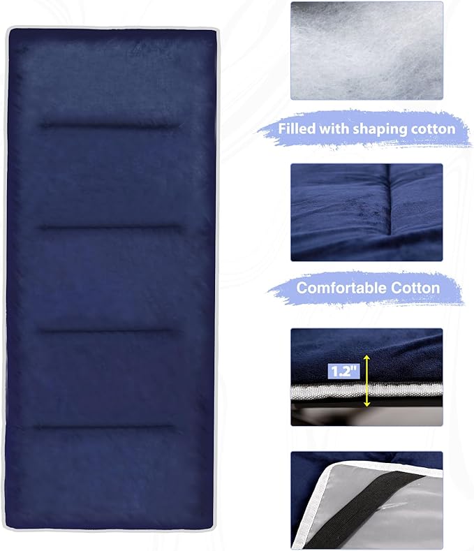 RedSwing XL Cot Mattress Pad, Cot Pads for Camping, 1.5''/3.2'' Thick Cotton Camping Cot Mattress Pads, Soft and Comfortable, Blue/Grey
