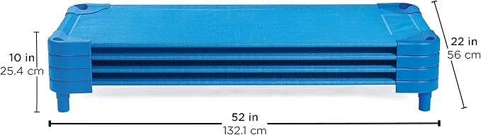 Children’s Factory Value Line Nap Cots, Kids Daycare and Preschool Sleeping Cot, Standard Size, Set of 4, Blue