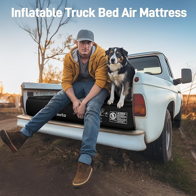 Umbrauto Air Mattress for 6-6.5ft Full Size Truck Bed, Inflatable Pickup Airbed with Pump, Tent Camping Sleeping Pad for Outdoor Travel