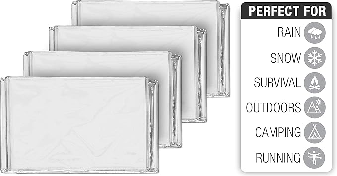 Swiss Safe Emergency Mylar Thermal Blankets + Bonus Space Blanket - Compact & Insulated for Cold Weather - Designed for NASA, Outdoor Camping, Survival, First Aid Car Kit - Silver, 75 Pack