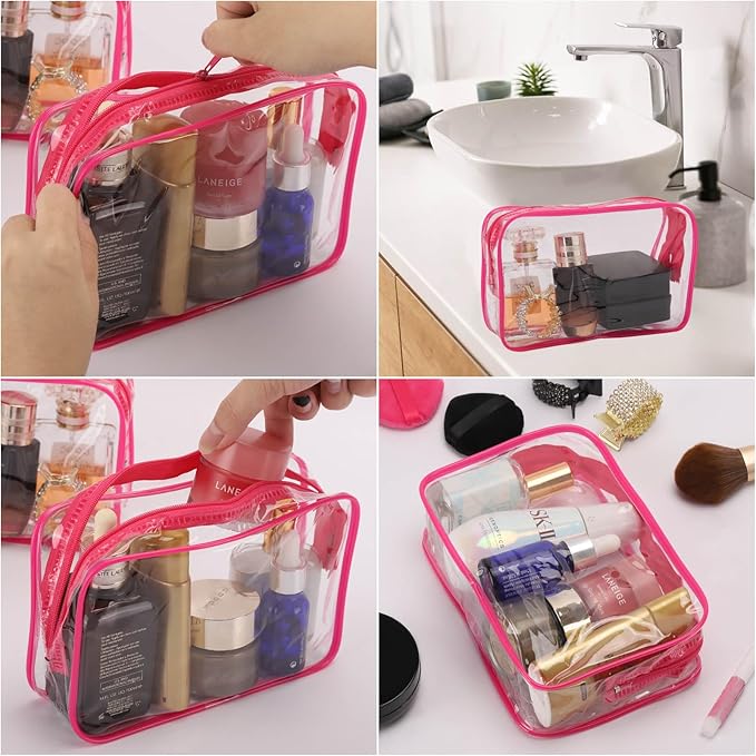 Tbestmax 10 Pack Clear Cosmetic Bags Makeup Bags Portable Waterproof TSA Approved Travel Toiletry Bags Organizer