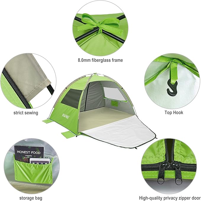 G4Free Portable Beach Tent 2-3 Persons Sun Shade Shelter UPF 50+ Sport Umbrella Canopy with Extendable Floor Foldable Lightweight