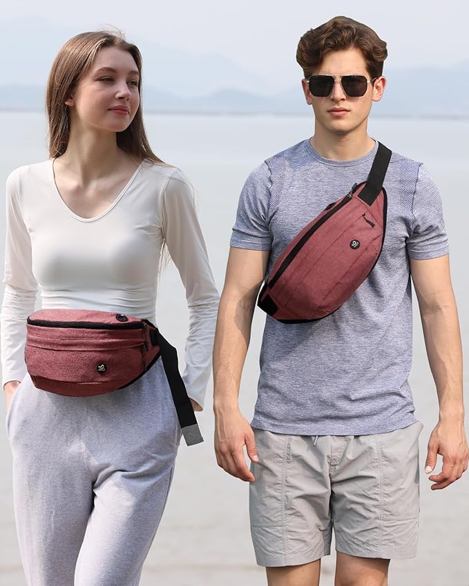 WATERFLY Fanny Pack for Men Women Water Resistant Large Hiking Waist Bag Pack Carrying All Phones for Running Walking Traveling