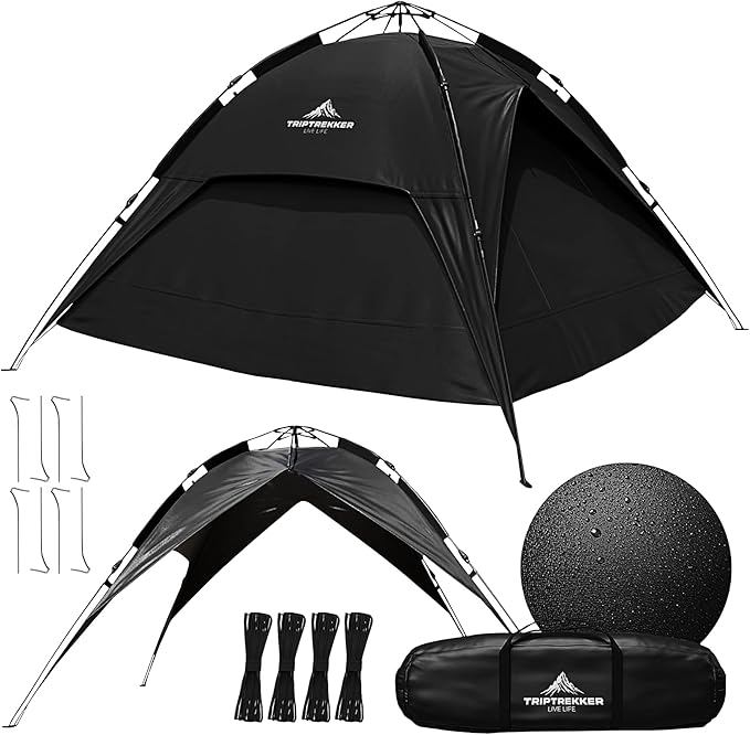 3-4 Person Camping Tent | Pop Up Tent & Fully Waterproof Camping Tent | Backpacking Tent with Fly Screen & Portable Easy Set Up, Lightweight for Backpacking, Hiking Picnic