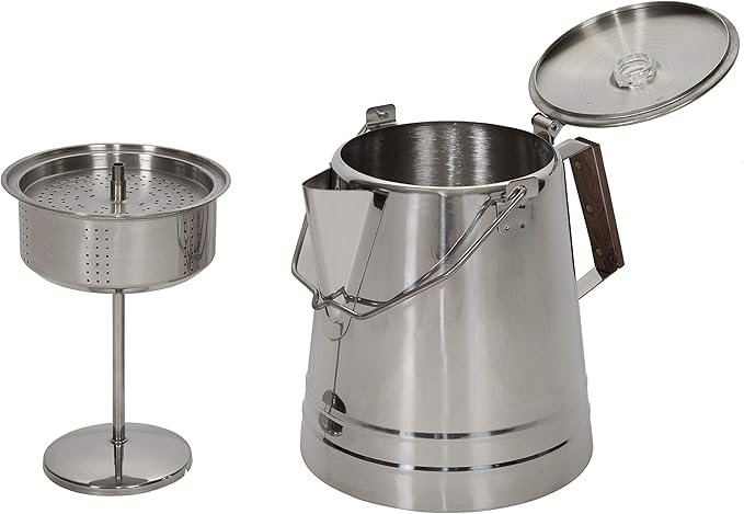 Stansport Stainless Steel Percolator Coffee Pot 28 Cups (276-28), Silver
