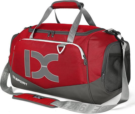 Sports Gym Bag,INOXTO Travel Duffel Bag with Dry Wet Pocket And Shoe CompartmentFor Women and Men,40L/55L Fitness Waterproof Weekender Bag For Swim Sports Travel Working Out (Red, 40L)