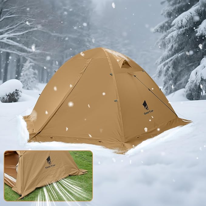 GEERTOP Ultralight 2 Person Backpacking Tent 4 Season Waterproof Camping Tent Double Layer Cold Weather Easy Set Up Tents for Family Camp, Hiking, Hunting Outdoor Mountaineering Travel