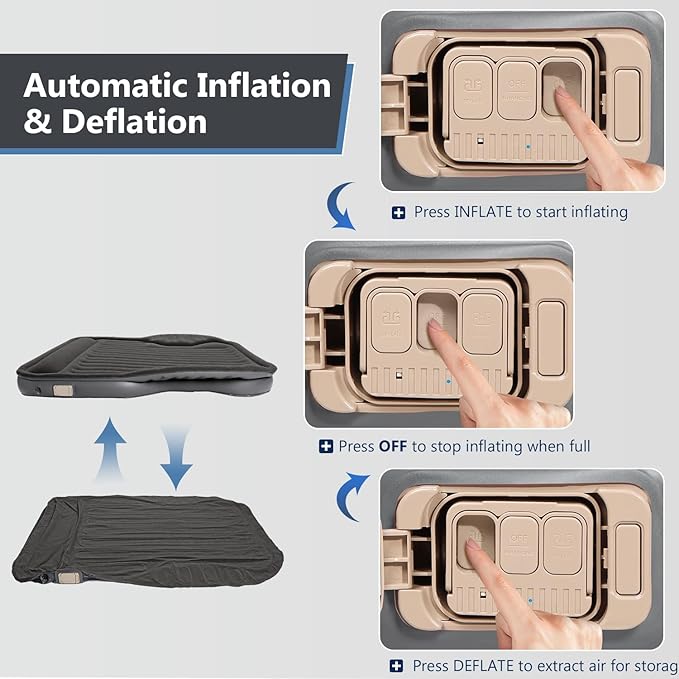 Self-Inflating SUV Air Mattress with Built in Electric Pump,car air Mattress with Pillow for Trunk,Portable car Mattress for Travle and Camping, Black