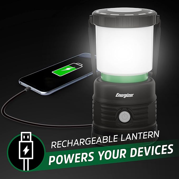 ENERGIZER LED Camping Lantern X1000, Bright and Rugged Tent Light, Water Resistant Lantern for Camping, Hiking, Fishing, Emergency (USB Cable Included)