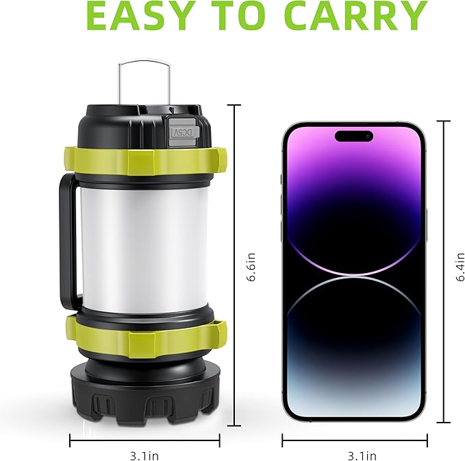 Camping Lantern Rechargeable, Alpswolf Led Lantern Camping Flashlight with 4000 Capacity Power Bank, 6 Modes, IPX4 Waterproof, Portable Rechargeable Lanterns for Power Outage, Hiking Hurricane Outdoor