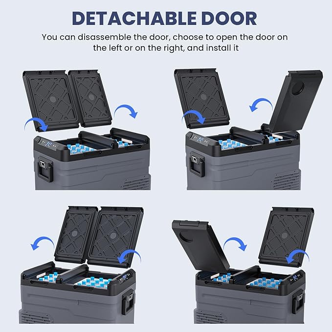 12 Volt Car Refrigerator Dual Zone Electric Cooler, 40 Quart Portable Freezer Fridge with APP Control, Compatible with Detachable Battery (Not Included), for Overlanding, Camping, RV, Truck