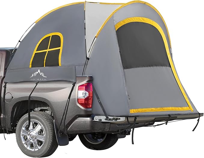 Pickup Truck Tent, Waterproof PU2000mm Double Layer for 6.5 FT Truck Bed, Portable Bed Tent for Camping, Gray