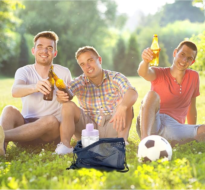 Frienda Mesh Drawstring Backpack Bag Multifunction Mesh Bag for Swimming, Gym, Clothes (Navy Blue)