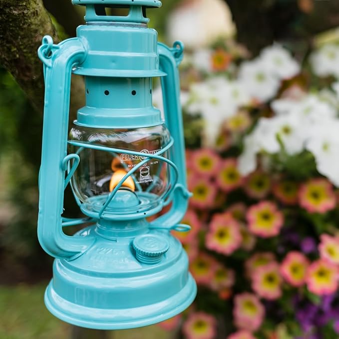 Outdoor Kerosene Fuel Lantern, German Made Weather Resistant Baby Special 276 Galvanized Hurricane Lamp for Camping or Patio, 10 Inches, Pastel Green