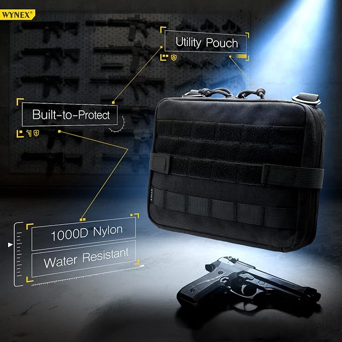 WYNEX Tactical Admin Molle Pouch, Medical EDC EMT Utility Bag Shell Design Attachment Pouches 1000D Nylon Hiking Belt Bags