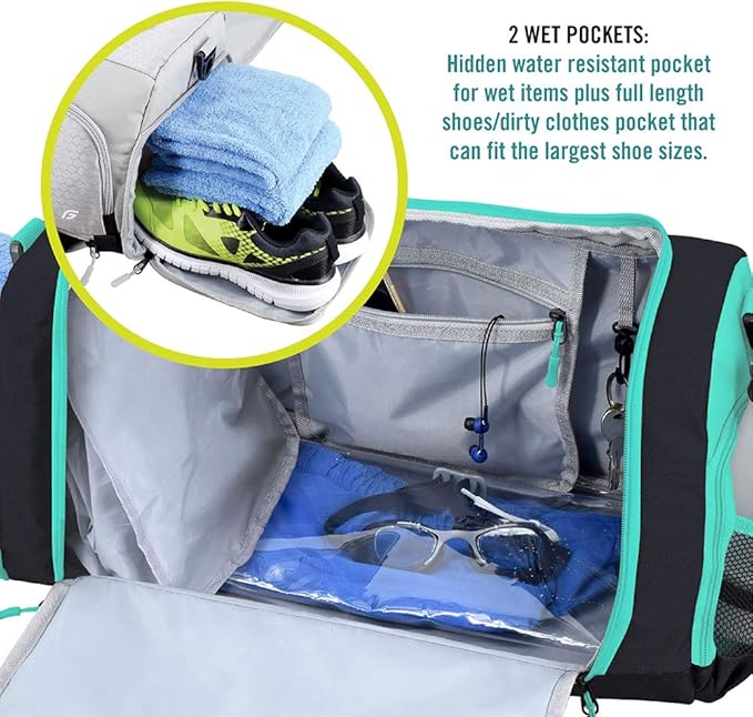 Ultimate Gym Bag 2.0: The Durable Crowdsource Designed Duffel Bag with 10 Optimal Compartments Including Water Resistant Pouch