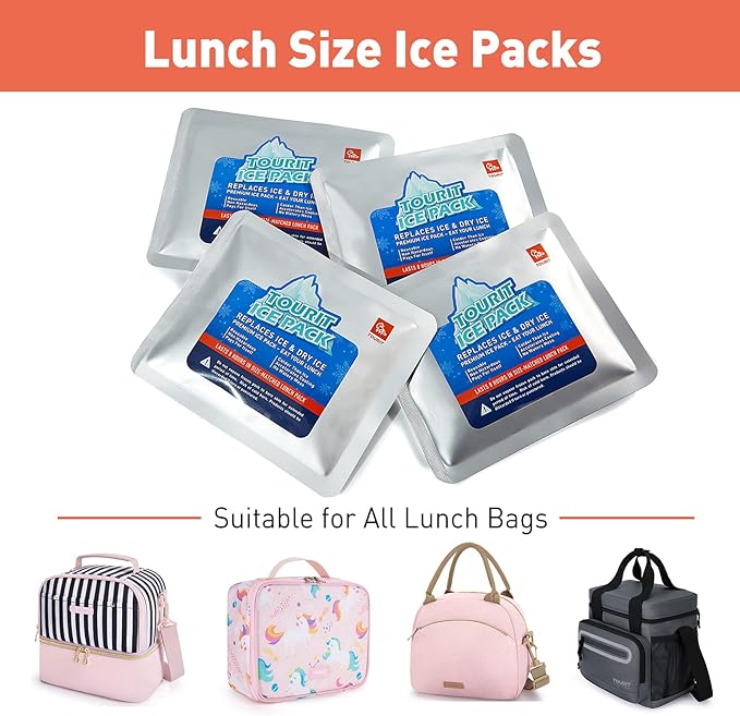 TOURIT Reusable Ice Pack for Coolers Long Lasting Cooler Ice Packs for Cooler Bag Lunch Bags/Boxes, Cooler Backpacks, Freezer Packs for Coolers