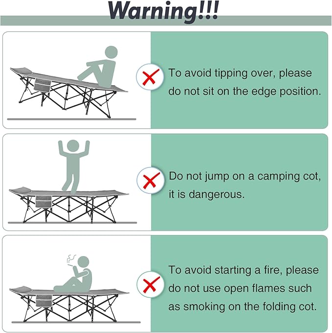 Slendor Oversized XXL Camping Cot, Folding Cot for Adults, 79" L x 32" W x 19" H Sleeping Bed with Mattress, Carry Bag, Camp Cot Bed for Travel, Guest, Support 500lbs