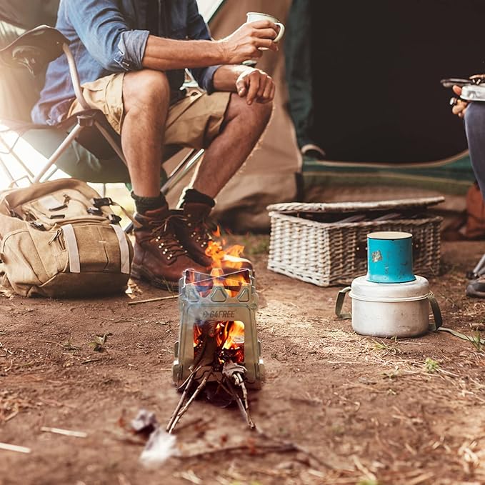 G4Free Camping Stove, Portable Wood Stove with Folding Stainless Steel, Pocket Backpacking Stove Outdoor Camping Hiking Traveling BBQ