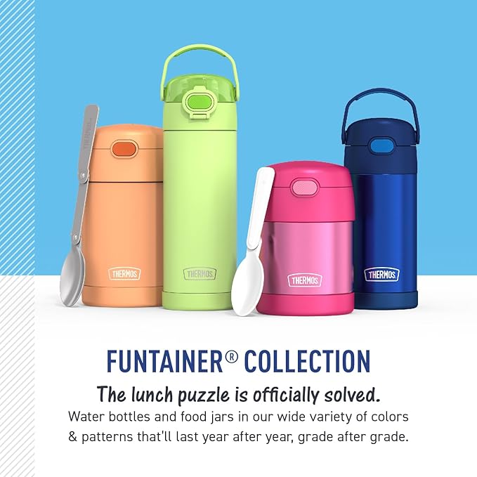 THERMOS FUNTAINER 10 Ounce Stainless Steel Vacuum Insulated Kids Food Jar with Spoon, POKEMON