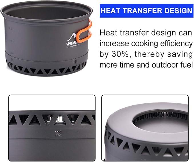 widesea Camping Cookware Outdoor Pot Pan Cooking Equipment Heat Exchange Design for Hiking Backpacking Travel
