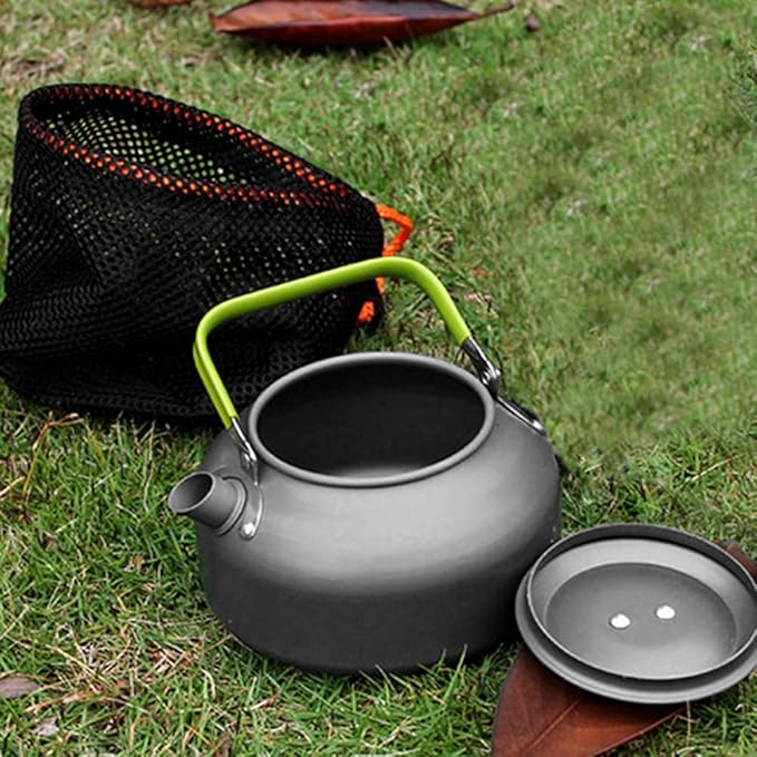 Lixada Camping Kettle 0.8L/1.2L/1.6L for Boiling Water, Coffee Pot Tea Kettle Aluminum Alloy Teapot with Silicon Handle Carry Bag for Hiking Outdoor Picnic