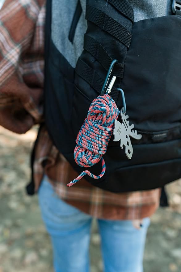 UST Tool-a-Long Multi-Tool Carabiners with Durable, Compact Stainless Steel Construction for Hiking, Kayaking, Camping, Travel and Outdoor Survival