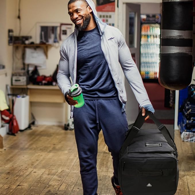 Haimont Gym Duffel Backpack Bag for Men Large Sports Duffle Bags with Backpack Straps for Hiking Travel Weekender Workout, Water Resistant, Black, 90L