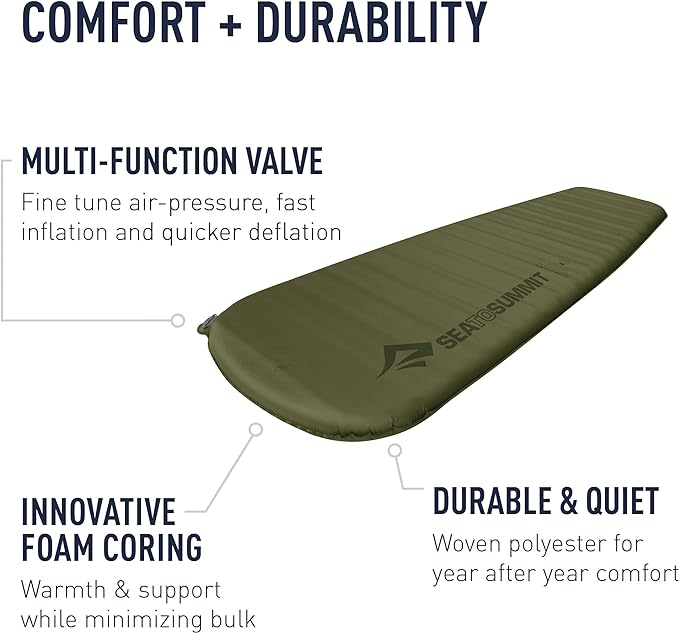 Sea to Summit Camp Plus Self-Inflating Foam Sleeping Mat for Camping, Tapered - Regular (72 x 20 x 3 inches)