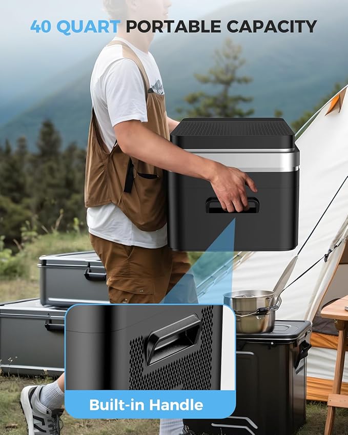 12 Volt Refrigerator, 37QT(35L) 12V Fridge with APP Control, Compressor Electric Cooler, 12V Cooler 12/24V DC 110-240V AC, Portable Freezer -13℉~68℉ for Home, Camping, Travel, Truck (Dark Black)