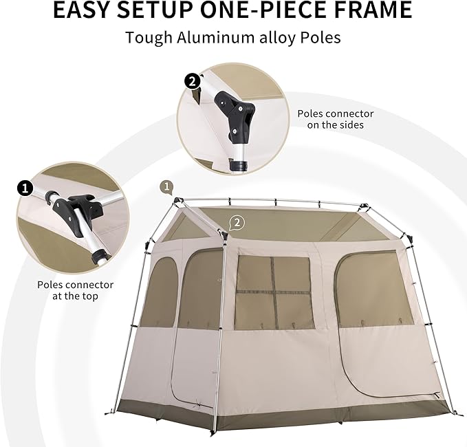 Naturehike Village Instant Tent, 4 Person 8 Person Camping Tent with Full Rainfly, Waterproof Large Cabin Tents for Car Camping