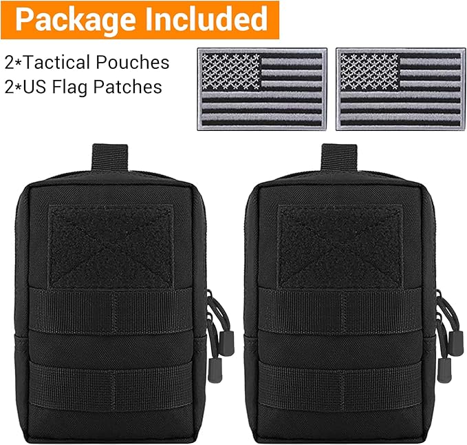FUNANASUN 2 Pack Molle Pouches Tactical Pouch Small Molle Pouch Compact Water-Resistant EDC Pouch Molle Bag