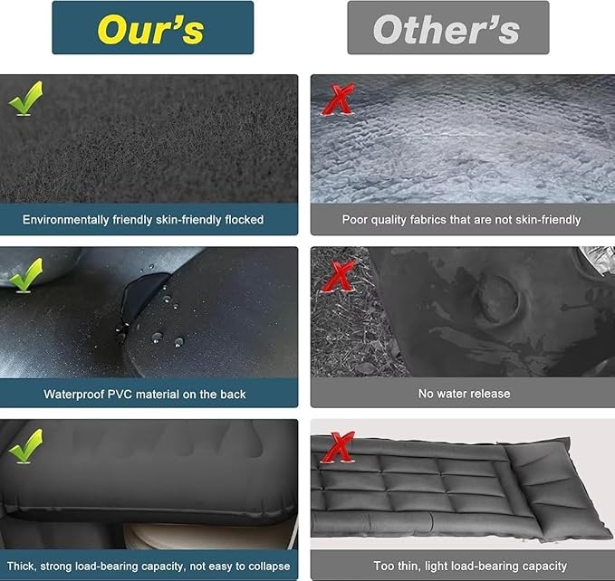 SUV Air Mattress Camping Bed - Car Mattress Back Seat Portable Foldable Car Air Bed Sleeping Pad Car Bed Mattress for Sedan Truck