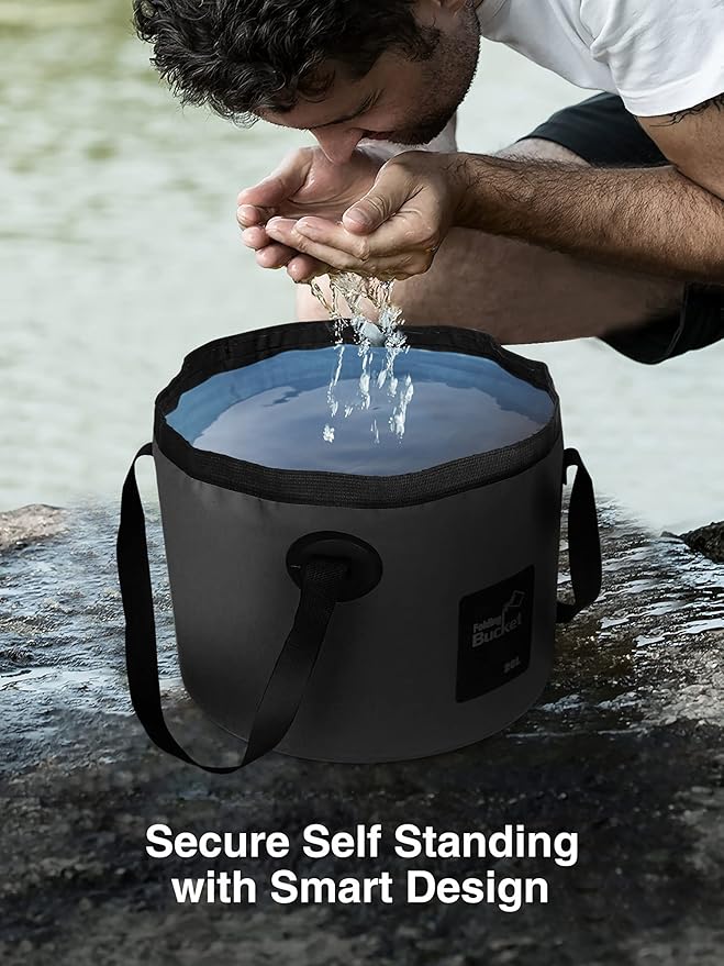 Luxtude Collapsible Bucket with Handle, 5 Gallon(20L), Portable & Ultra Lightweight Outdoor Basin Bucket, Folding Bucket for Fishing, Camping, Hiking