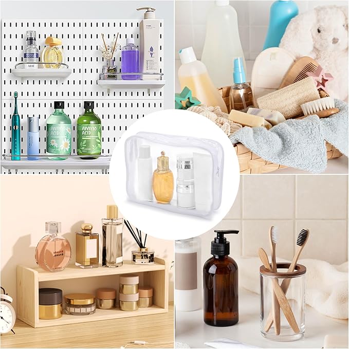 Tbestmax 10 Pack Clear Cosmetic Bags Makeup Bags Portable Waterproof TSA Approved Travel Toiletry Bags Organizer