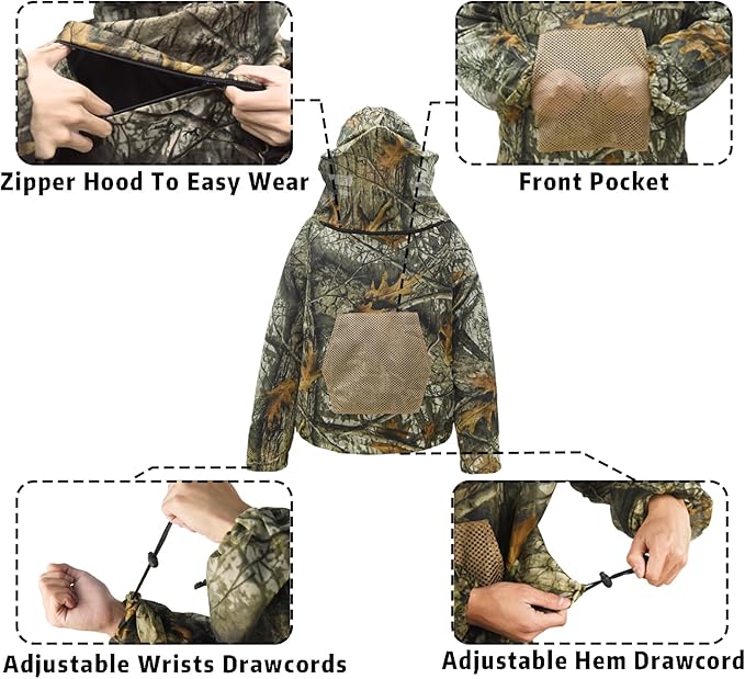LOOGU Mosquito Suits, Net Bug Pants & Jacket Hood Sets - Ultra-fine Mesh - With Fishing, Hiking, Camping and Gardening