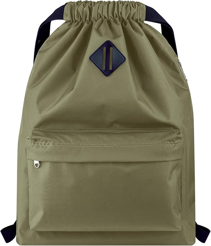 Vorspack Drawstring Backpack Water Resistant String Bag Sports Gym Sack with Side Pocket for Men Women